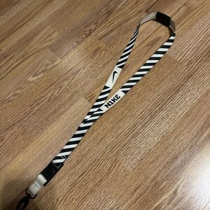 Nike Black and White Striped Lanyard
